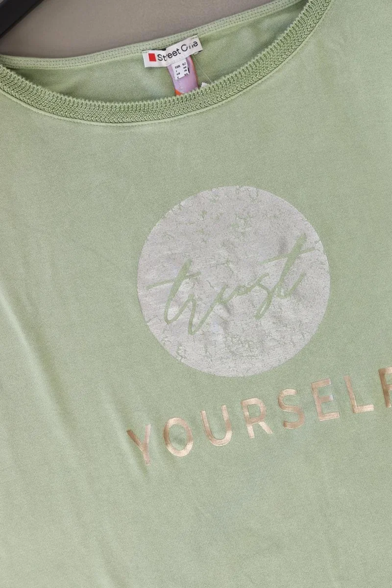 Street One Printshirt Gr. 42 Kurzarm grün aus Viskose