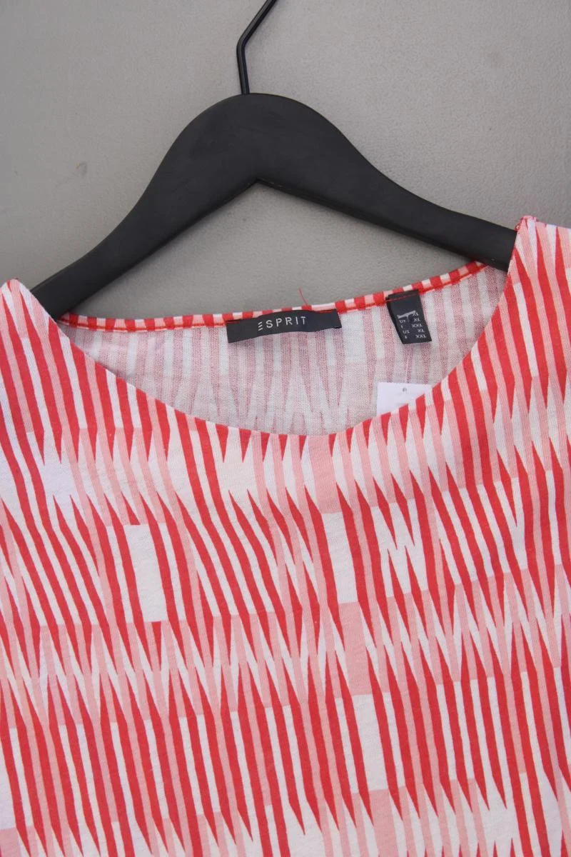 Esprit Printshirt Gr. XL geometrisches Muster neuwertig Kurzarm rot aus Viskose
