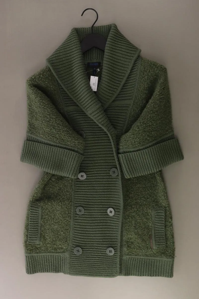 Escada Sport Strickjacke Gr. S Kurzarm olivgrün aus Metallfaser