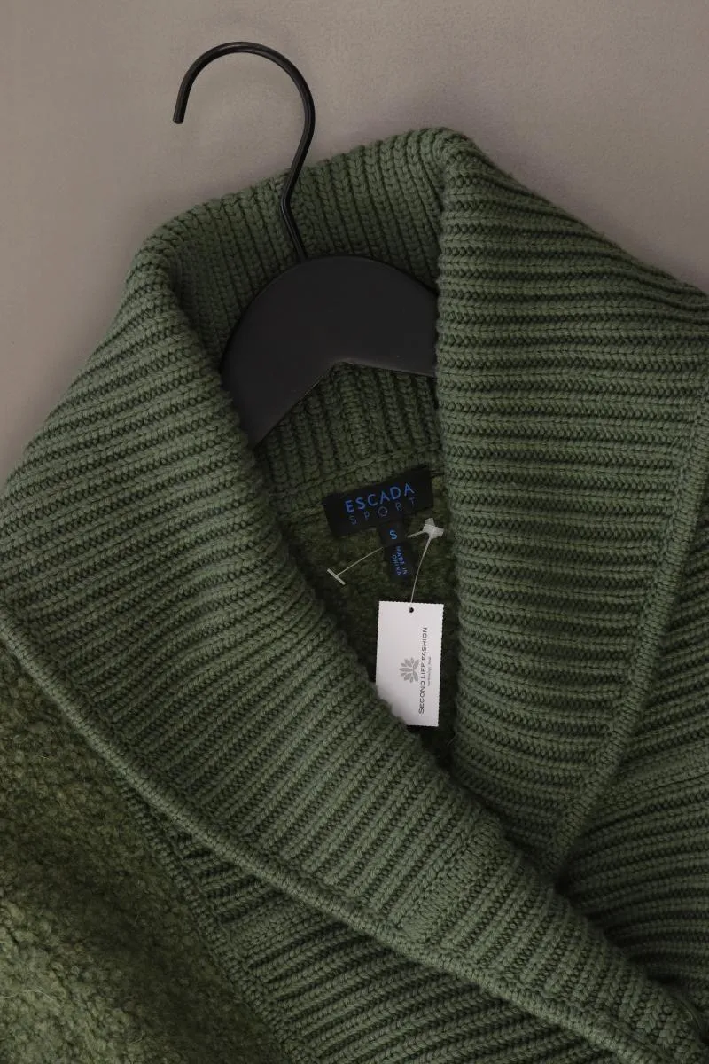 Escada Sport Strickjacke Gr. S Kurzarm olivgrün aus Metallfaser