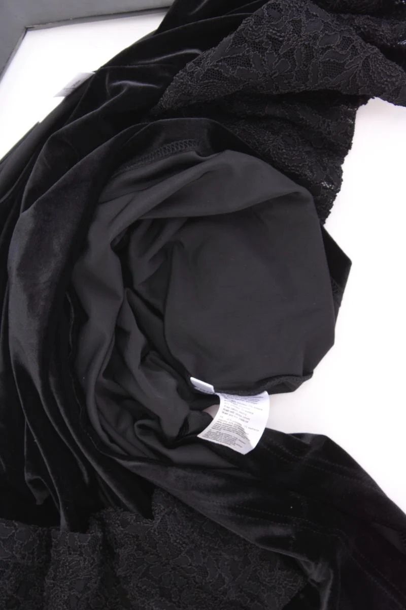 Couture Line Samtshirt Gr. 48 Langarm schwarz aus Polyester