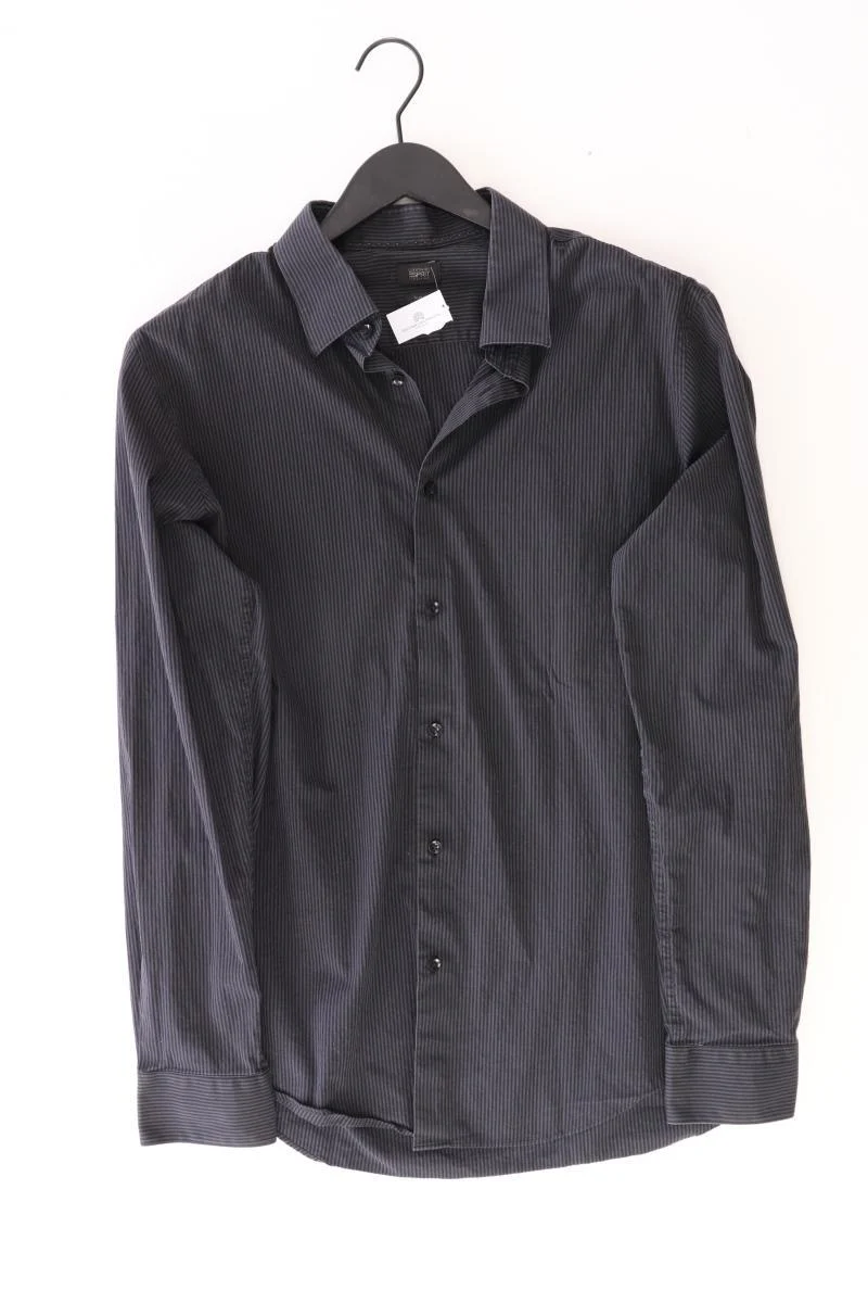Esprit Collection Langarmhemd für Herren Gr. Hemdgröße 43/44 gestreift schwarz