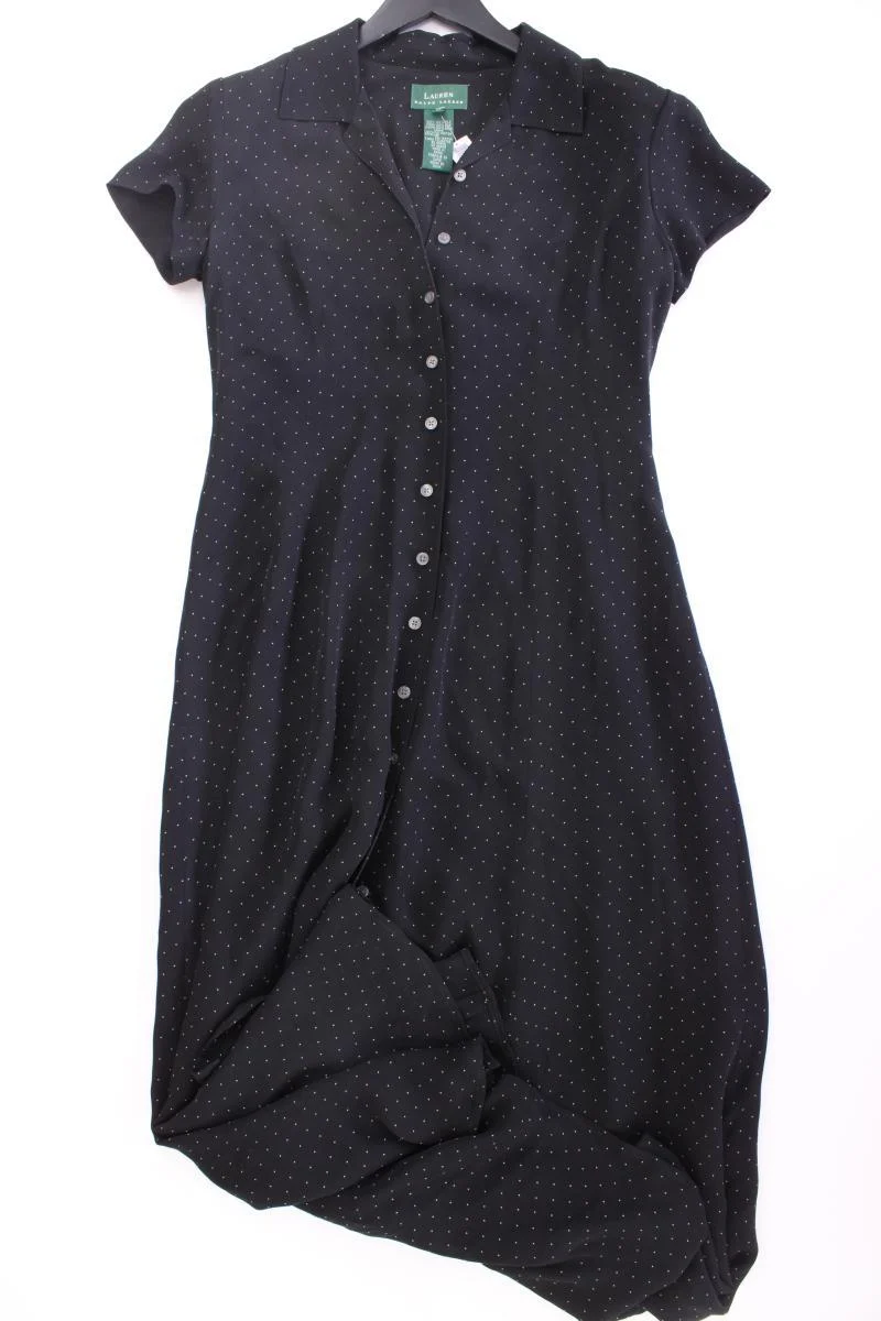 LAUREN Ralph Lauren Seidenkleid Gr. US 6 (M) gepunktet Kurzarm Vintage schwarz