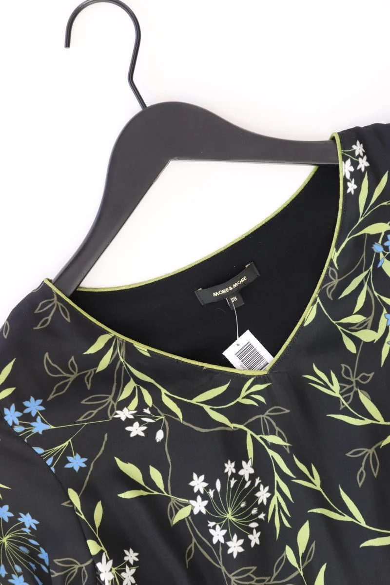 More&More Langarmkleid Gr. 38 mit Blumenmuster neuwertig schwarz aus Polyester
