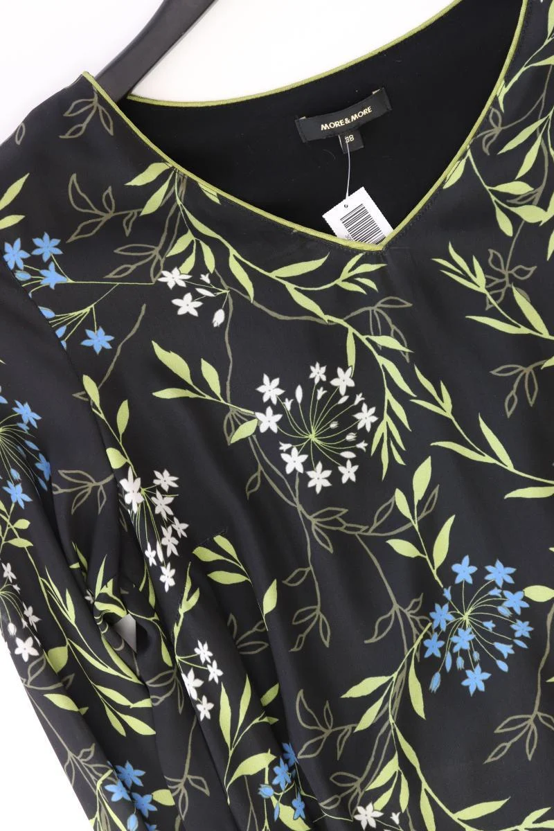 More&More Langarmkleid Gr. 38 mit Blumenmuster neuwertig schwarz aus Polyester