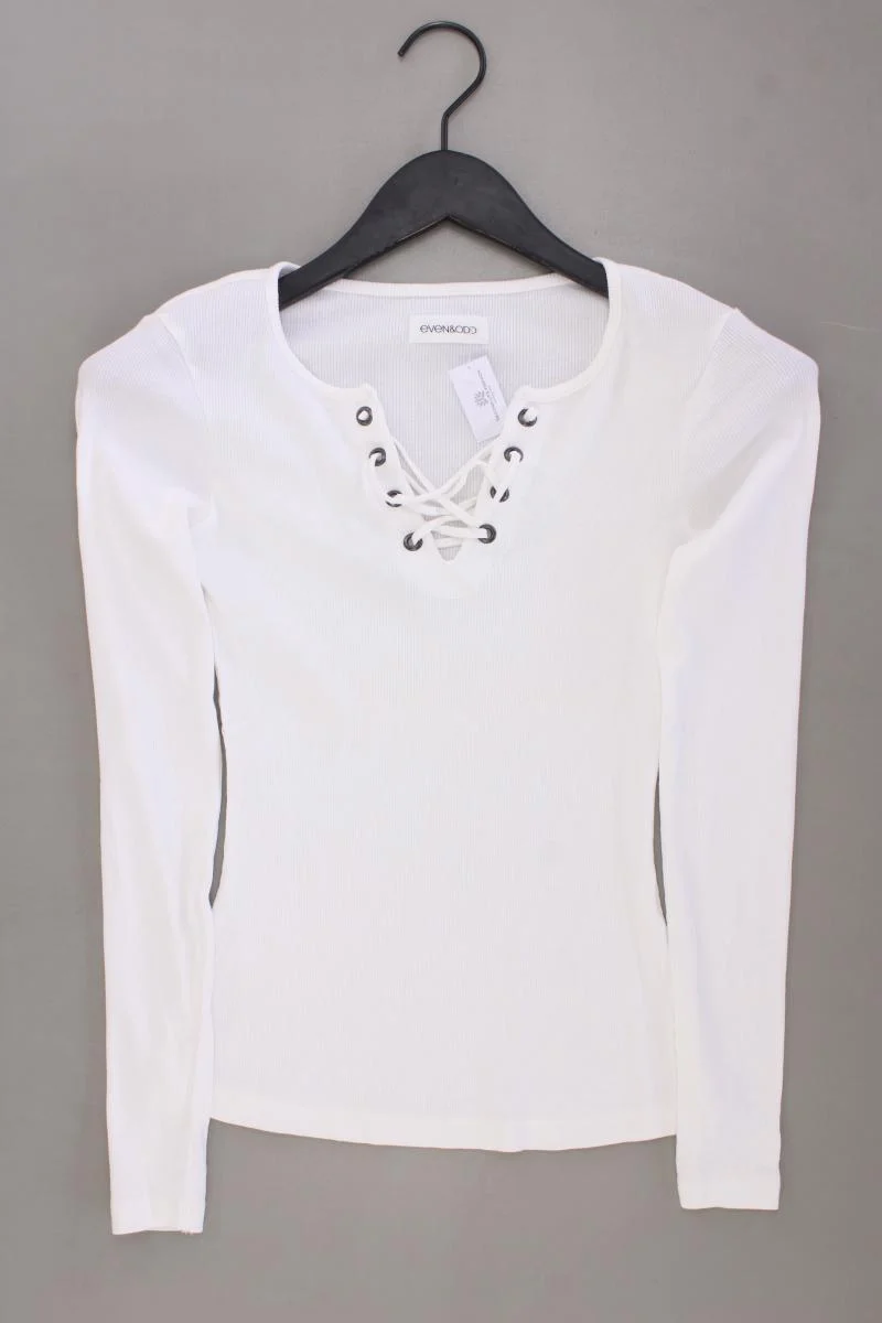 Even & Odd Shirt mit V-Ausschnitt Gr. XS Langarm weiß