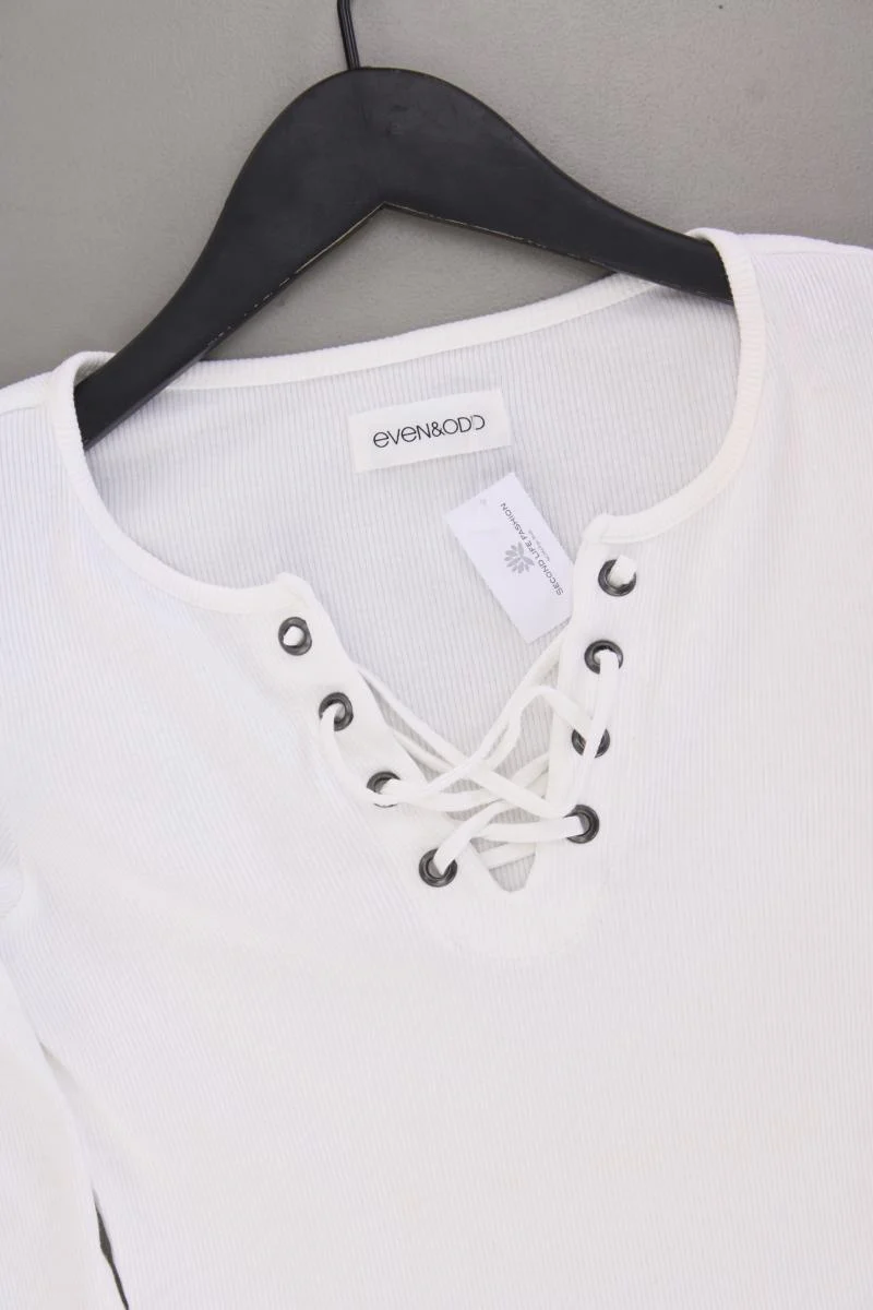 Even & Odd Shirt mit V-Ausschnitt Gr. XS Langarm weiß