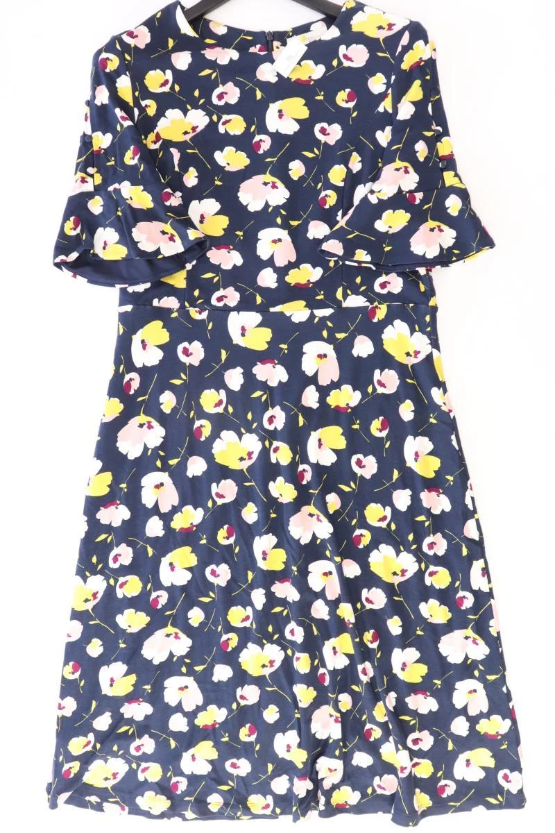 Boden Kurzarmkleid Gr. 44 mit Blumenmuster blau aus Baumwolle