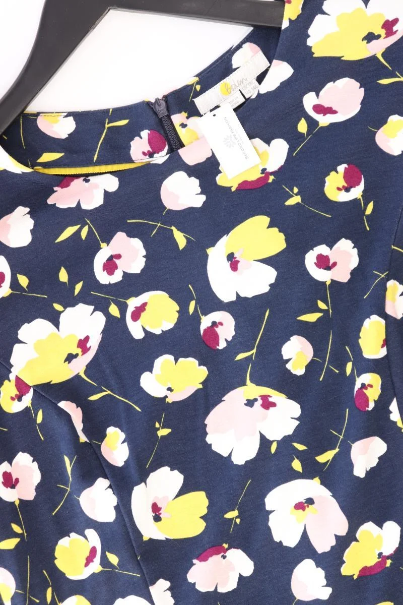 Boden Kurzarmkleid Gr. 44 mit Blumenmuster blau aus Baumwolle