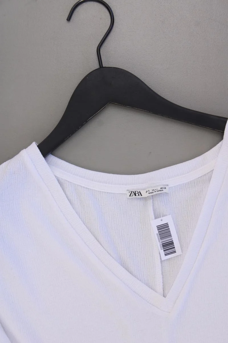 Zara Cropped Shirt Gr. S Kurzarm weiß aus Polyester