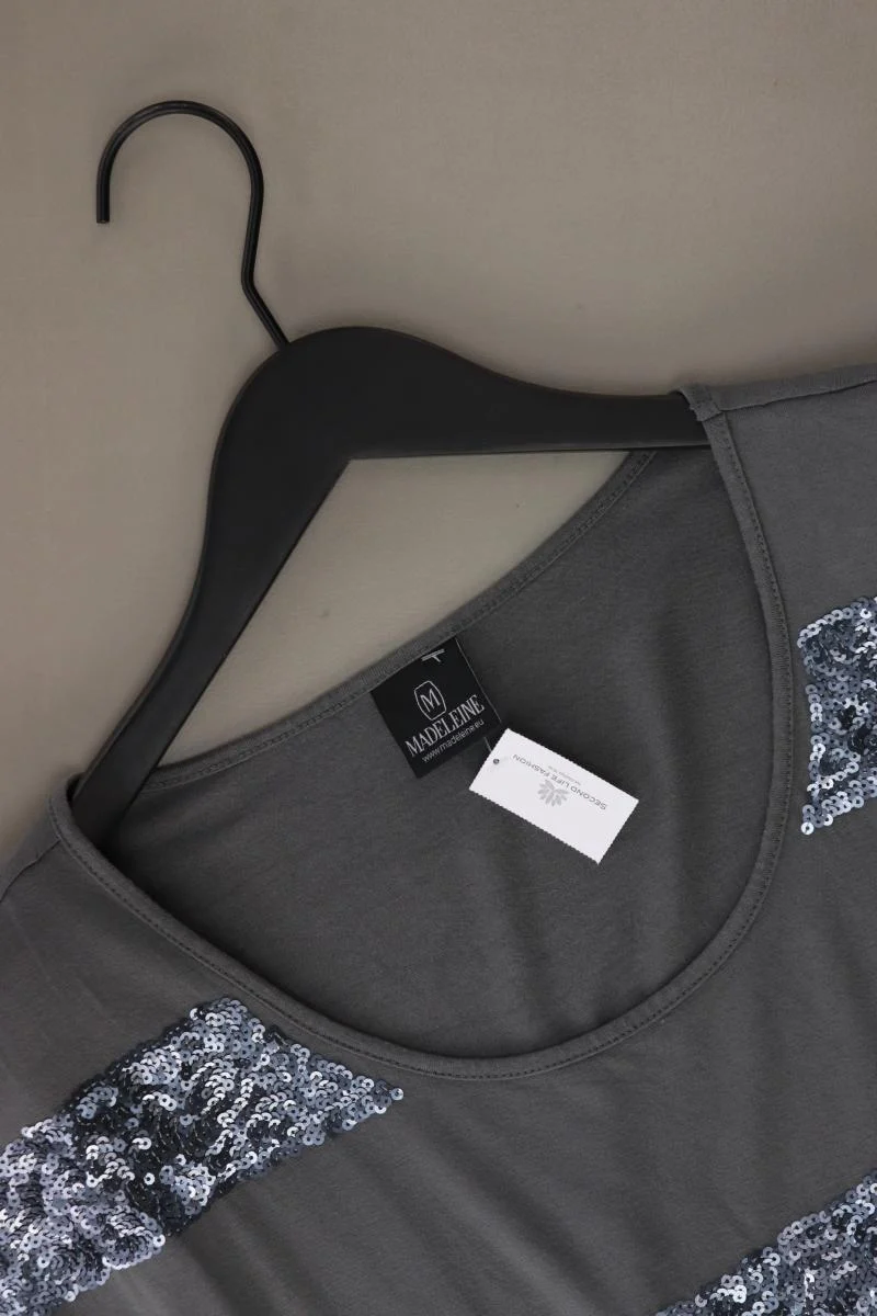 Madeleine T-Shirt Gr. M Kurzarm mit Pailletten grau