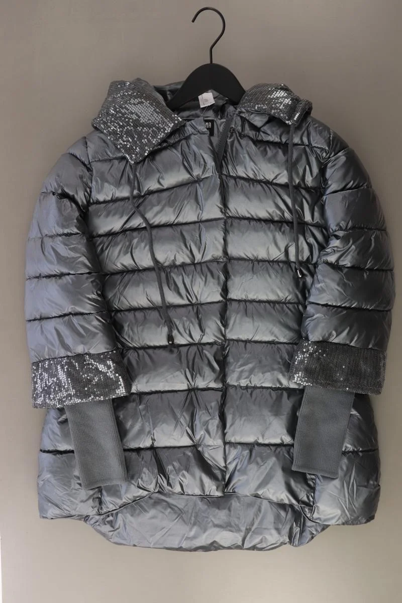 Queen Drama Winterjacke Gr. L neuwertig mit Pailletten grau aus Polyester