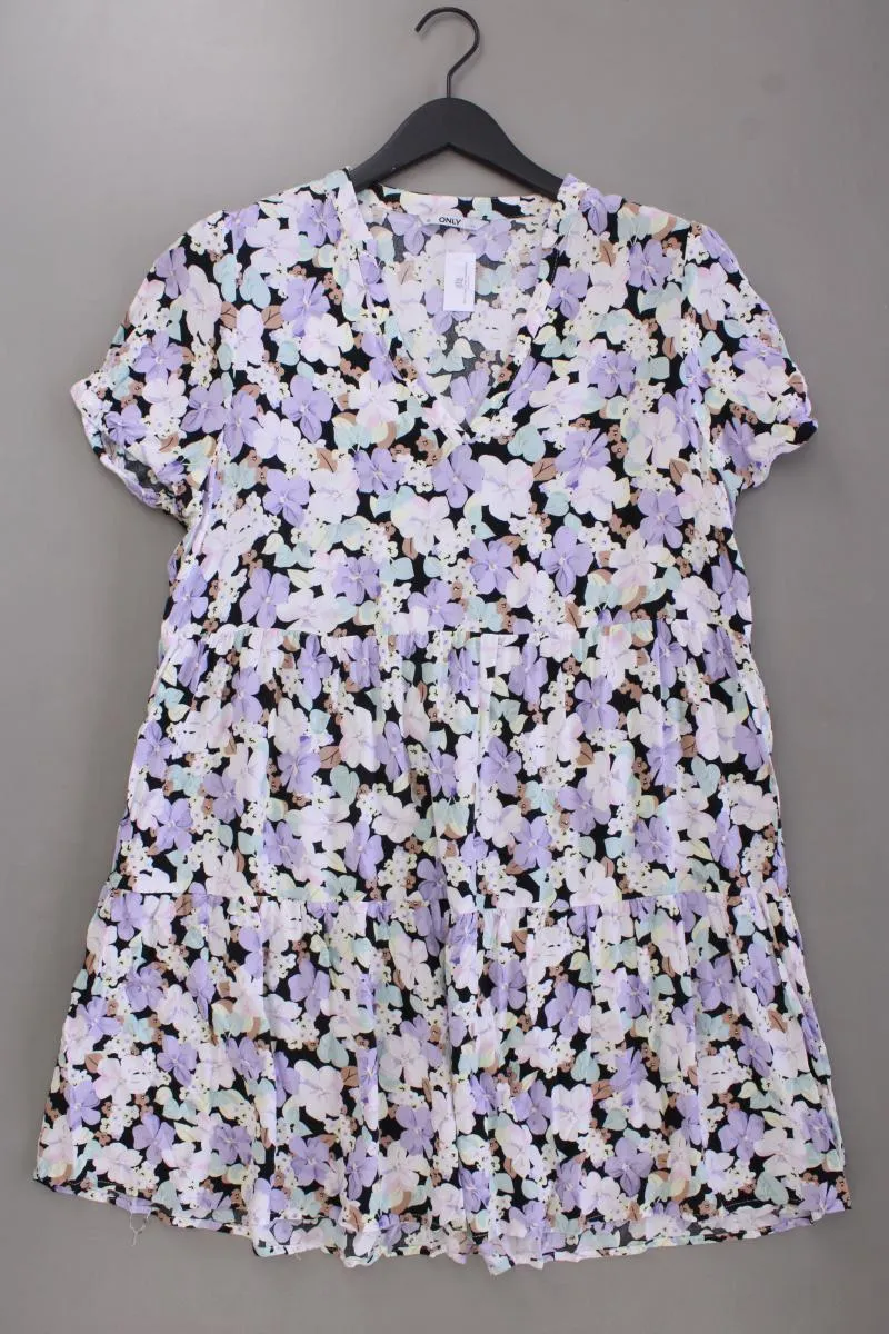 Only Sommerkleid Gr. XL mit Blumenmuster Kurzarm lila aus Viskose