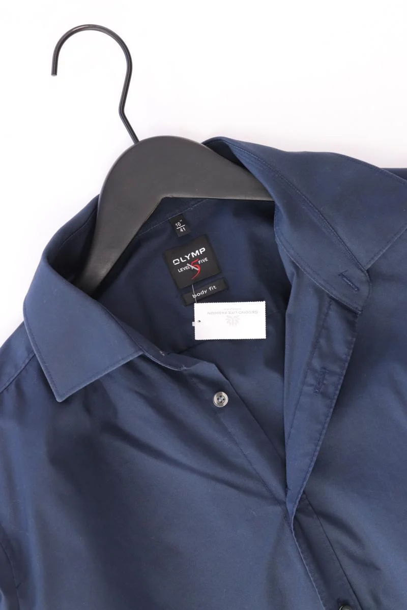 Olymp Langarmhemd für Herren Gr. Hemdgröße 41 blau aus Baumwolle