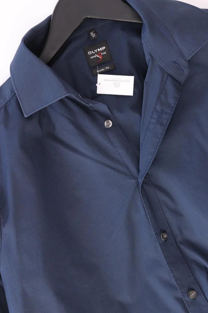 Olymp Langarmhemd für Herren Gr. Hemdgröße 41 blau aus Baumwolle