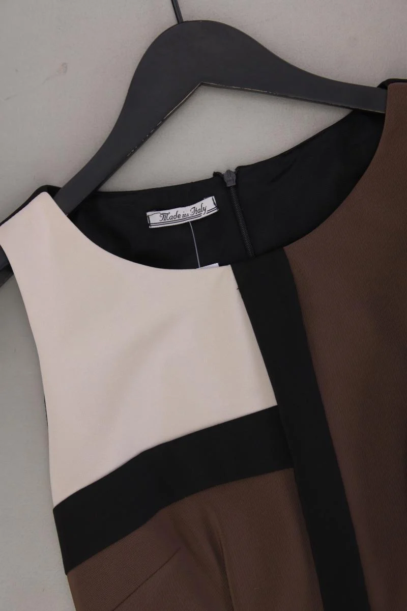 Made in Italy Etuikleid Gr. 38 geometrisches Muster Ärmellos braun aus Viskose