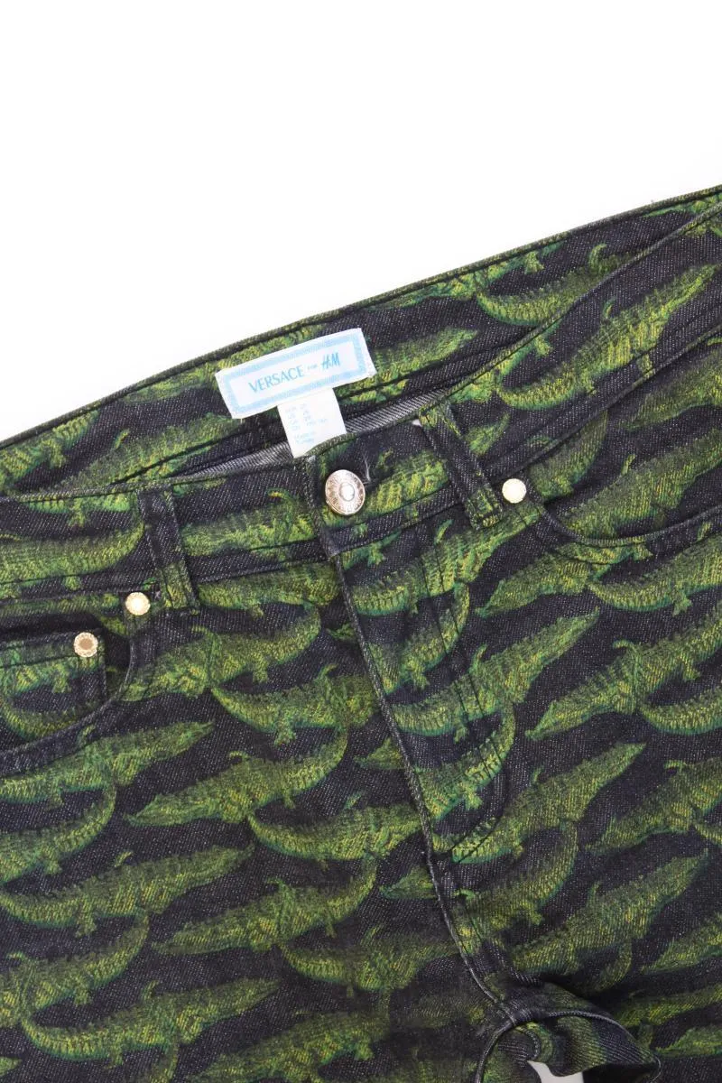 Versace x H&M Alligator Print Gr. W29 grün aus Baumwolle
