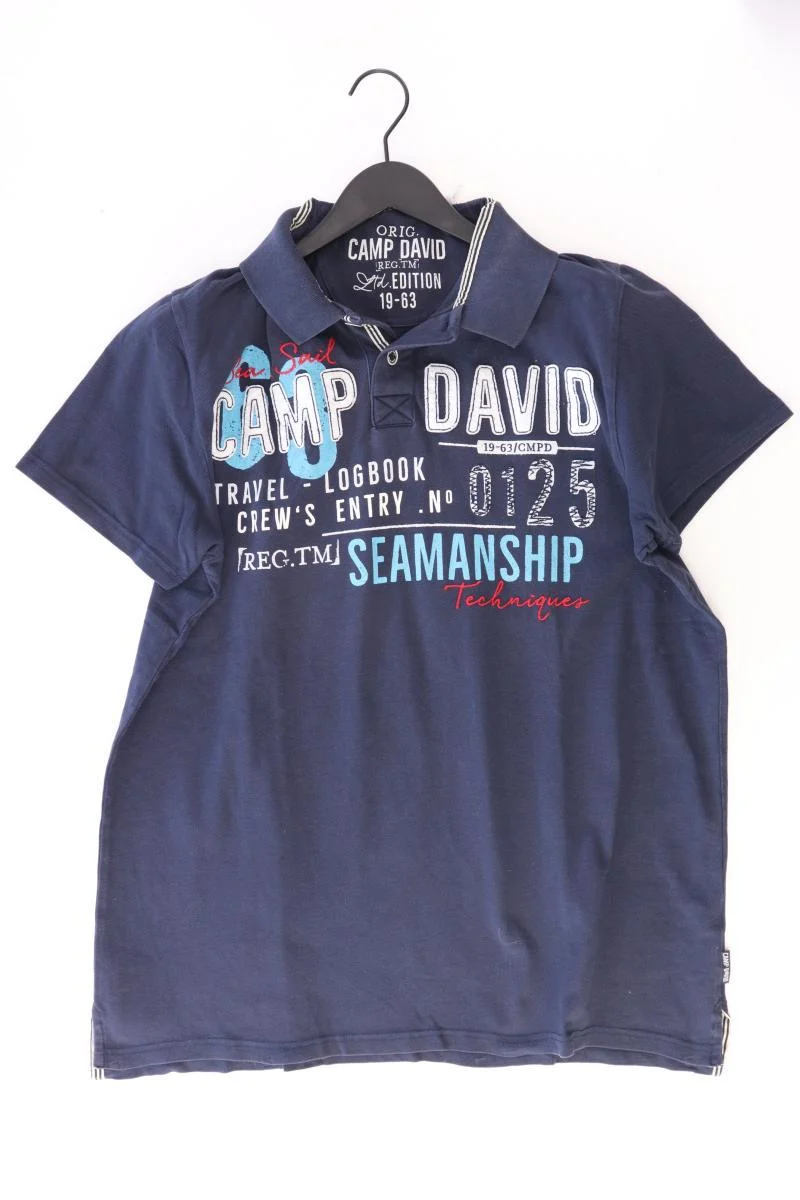 Camp David Poloshirt für Herren Gr. XXL Kurzarm blau aus Baumwolle