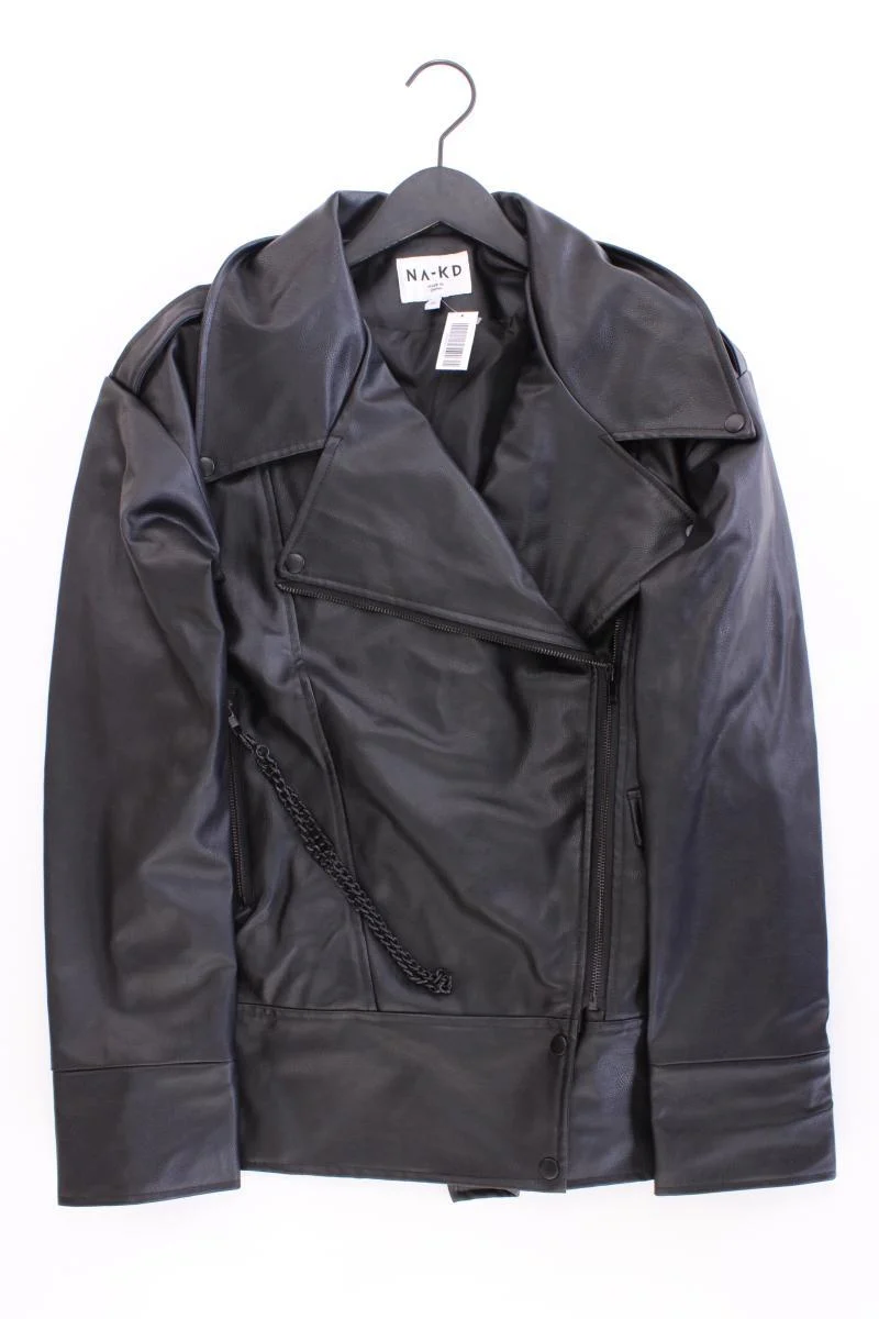 NA-KD Oversize Kunstlederjacke Gr. 34 neuwertig schwarz aus Polyurethan