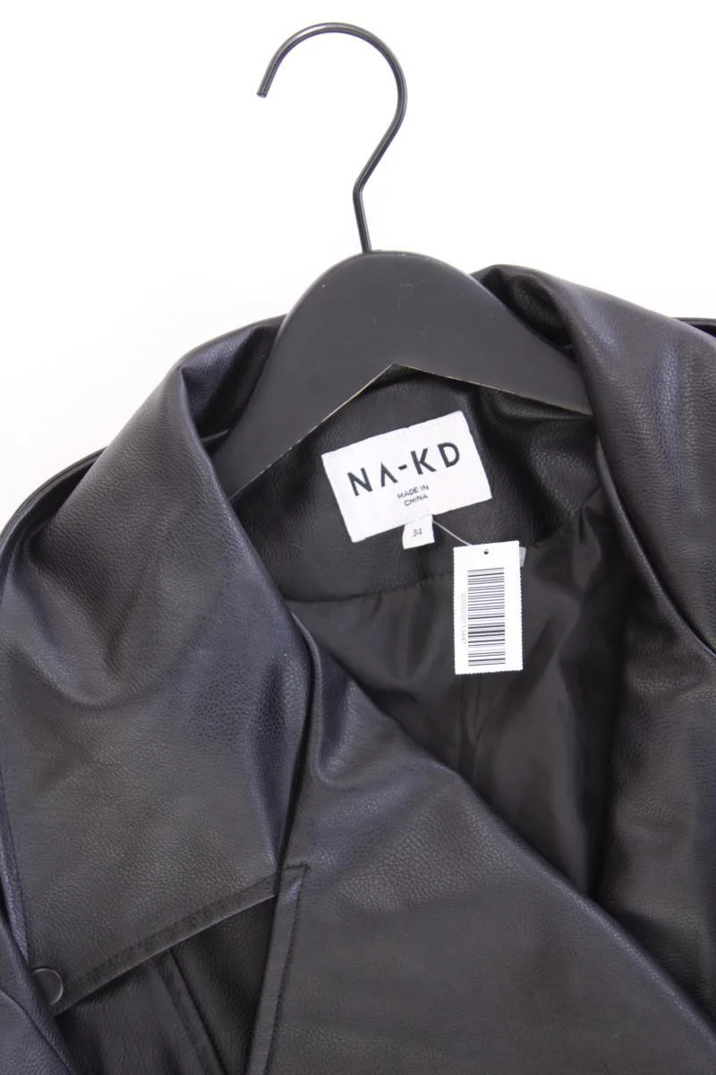 NA-KD Oversize Kunstlederjacke Gr. 34 neuwertig schwarz aus Polyurethan