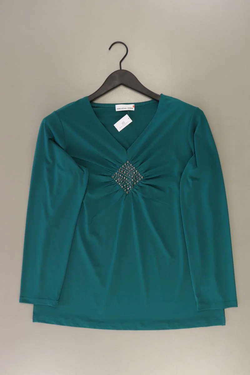 Helena Vera Shirt mit V-Ausschnitt Gr. 44 Langarm mit Nieten grün aus Polyester