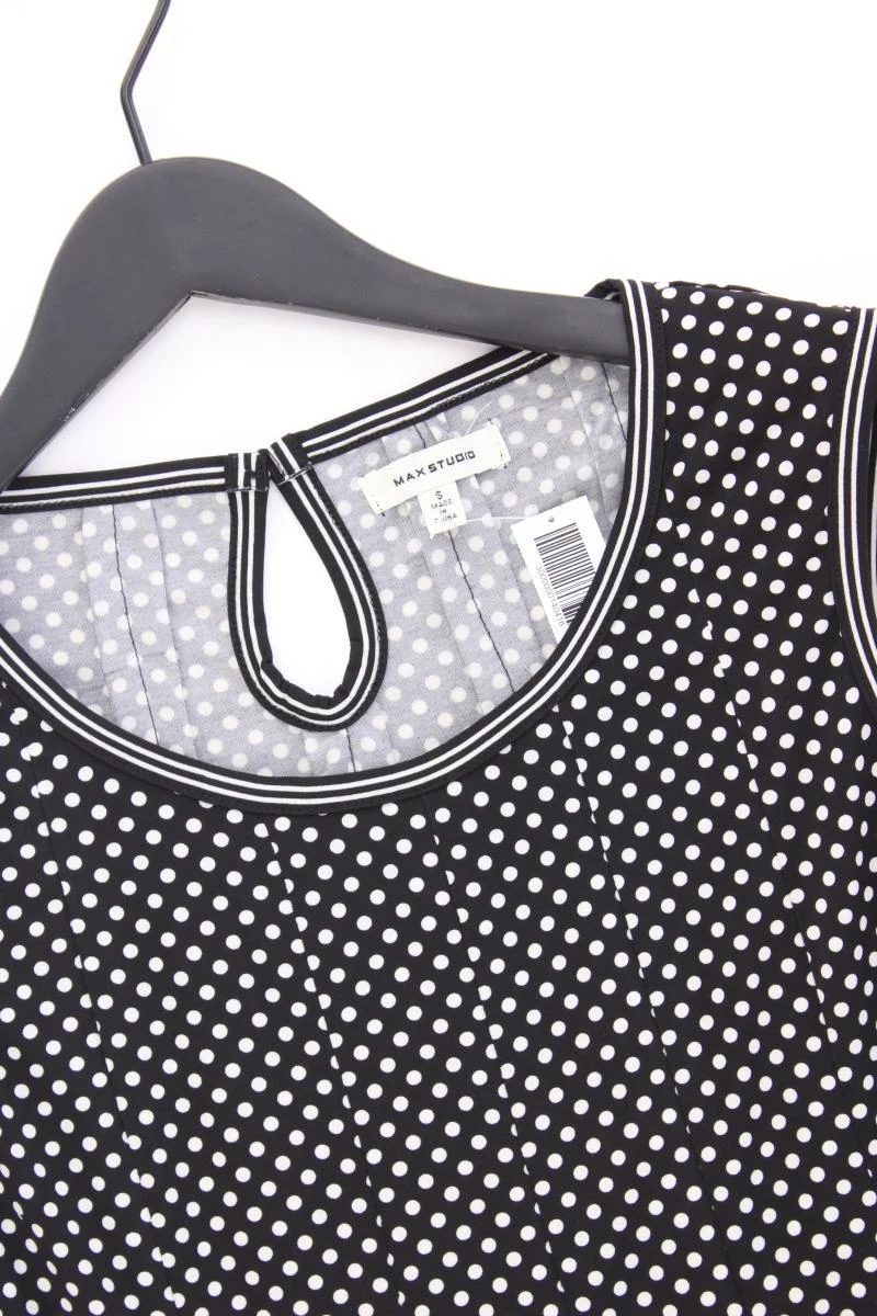 MAX STUDIO Midikleid Gr. S gepunktet Ärmellos schwarz aus Polyester