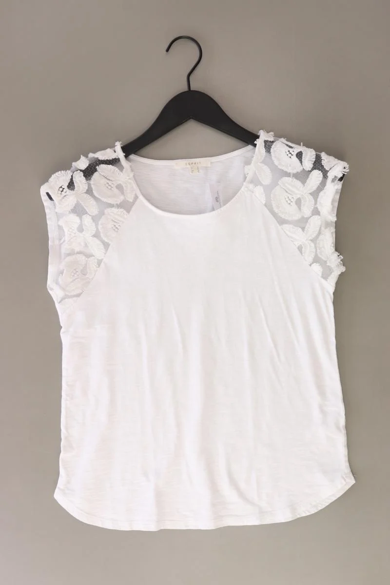 Esprit T-Shirt Gr. M Kurzarm weiß aus Baumwolle