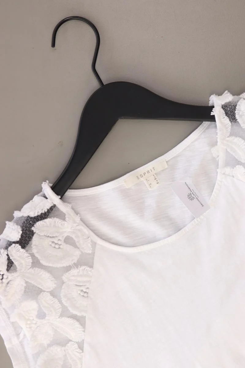Esprit T-Shirt Gr. M Kurzarm weiß aus Baumwolle