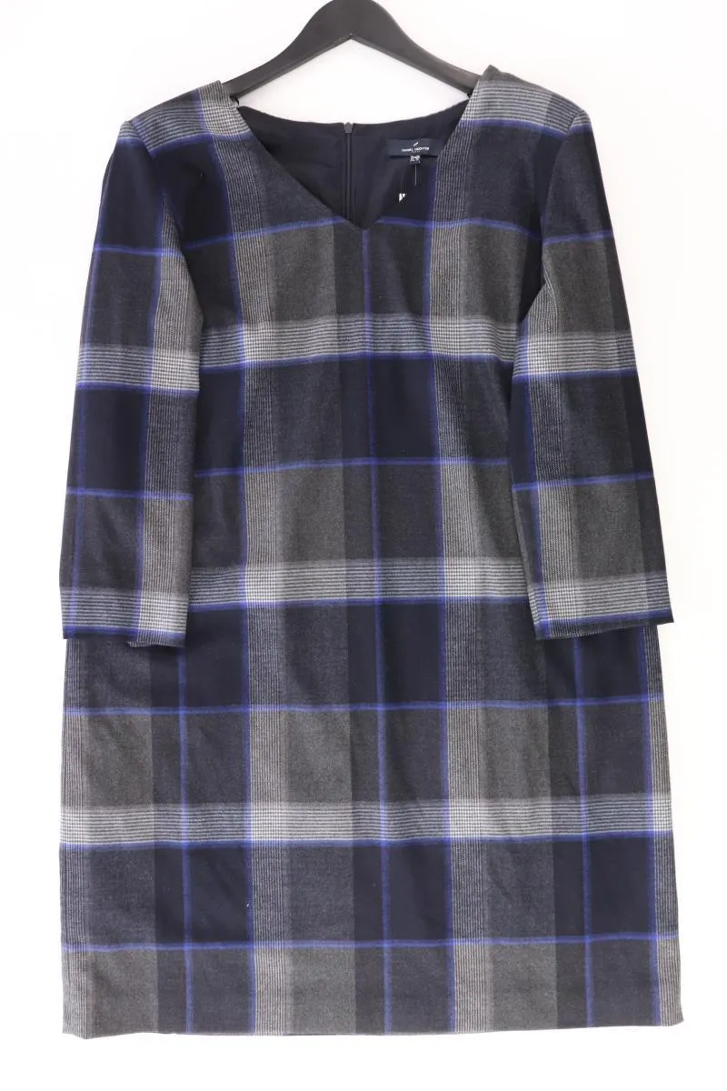 Daniel Hechter Etuikleid Gr. 46 kariert 3/4 Ärmel blau aus Polyester