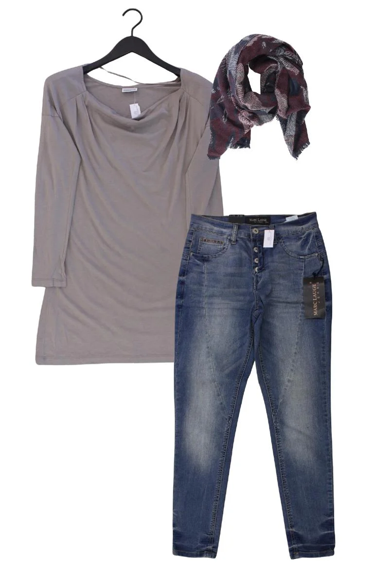 Second Hand Outfit Größe XS mit Street One Longsleeve-Shirt in Gr. 34 und Schal