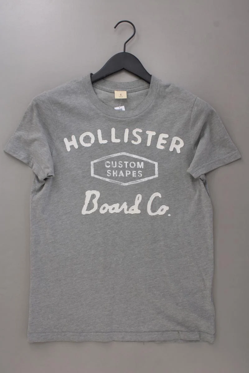 Hollister Printshirt für Herren Gr. S Kurzarm grau aus Baumwolle