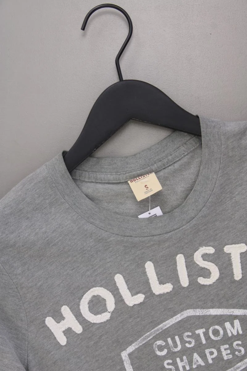 Hollister Printshirt für Herren Gr. S Kurzarm grau aus Baumwolle