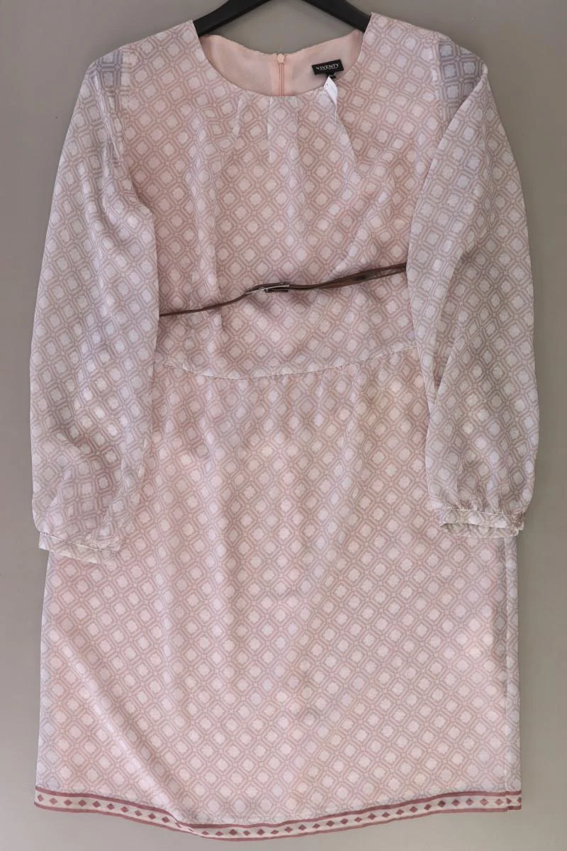 Viventy Bernd Berger Langarmkleid Gr. 40 mit Gürtel rosa aus Polyester