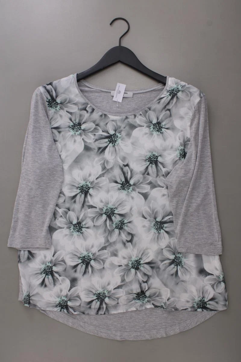 Gerry Weber Printshirt Gr. 44 mit Blumenmuster 3/4 Ärmel grau