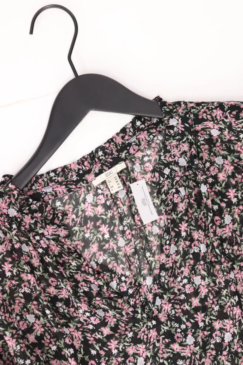 edc by Esprit Langarmkleid Gr. 42 mit Blumenmuster schwarz aus Polyester