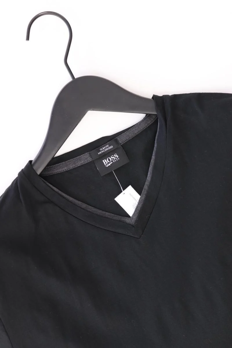 BOSS by Hugo Boss Shirt mit V-Ausschnitt Gr. L Kurzarm schwarz aus Baumwolle