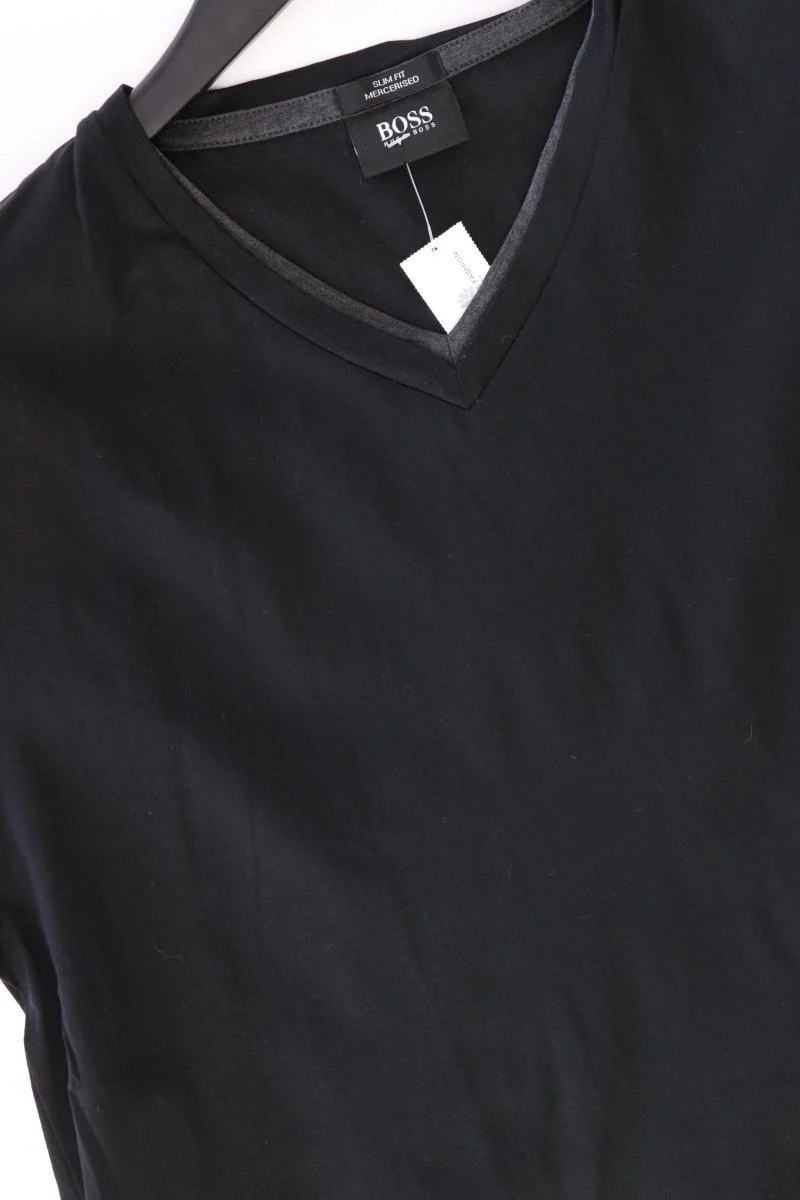 BOSS by Hugo Boss Shirt mit V-Ausschnitt Gr. L Kurzarm schwarz aus Baumwolle