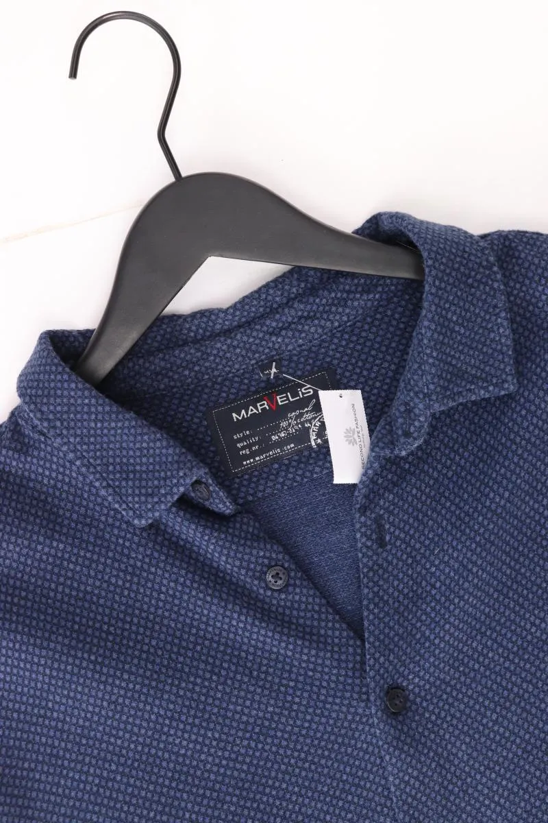 MARVELIS Langarmhemd für Herren Gr. XXL blau aus Baumwolle