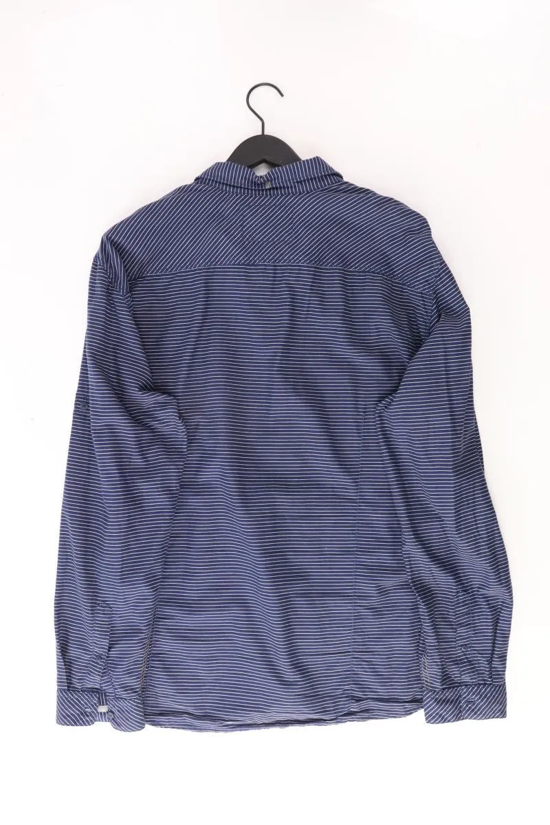 QS by s.Oliver Langarmhemd für Herren Gr. XXL gestreift blau aus Baumwolle