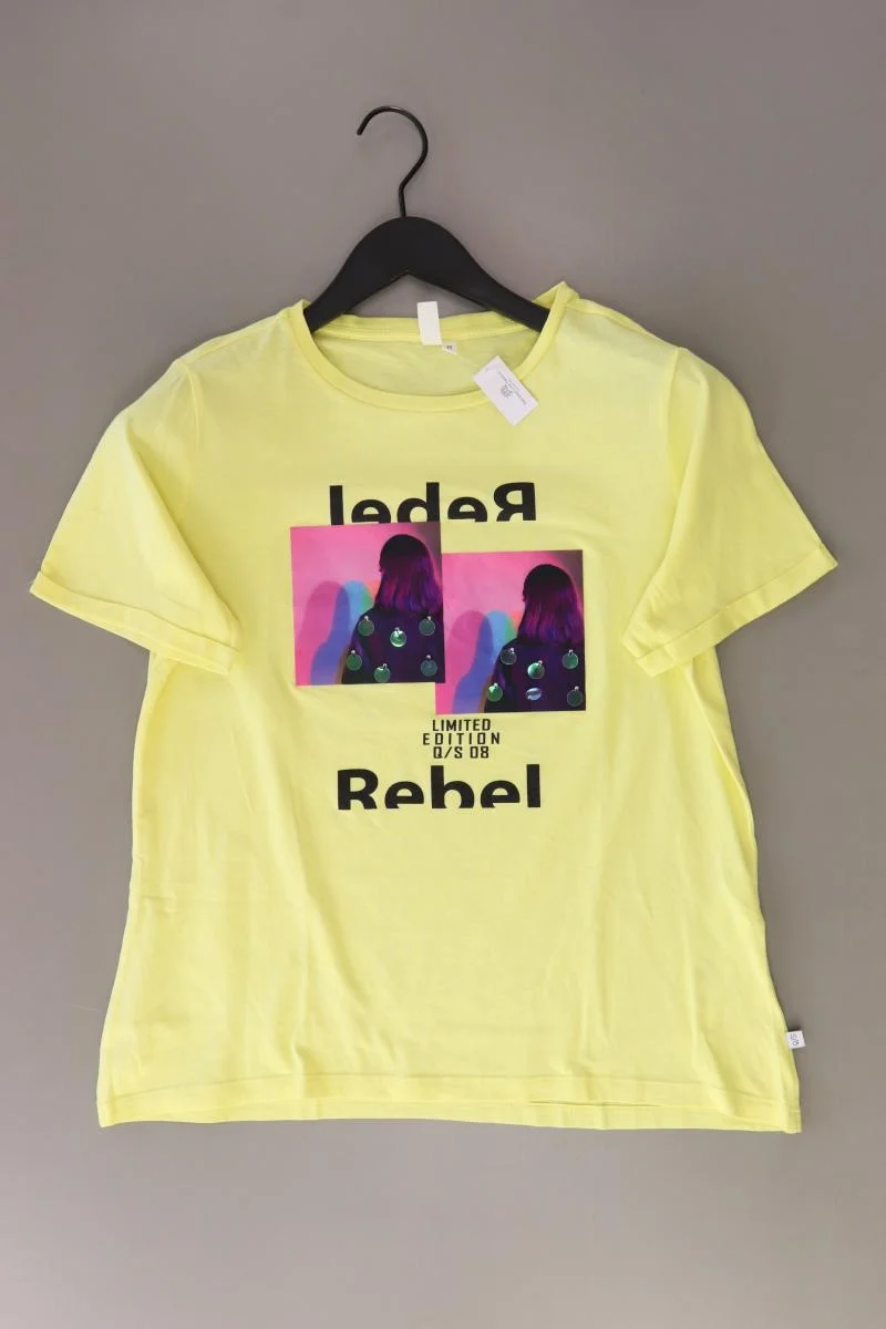 QS by s.Oliver Printshirt Gr. M Kurzarm gelb aus Baumwolle