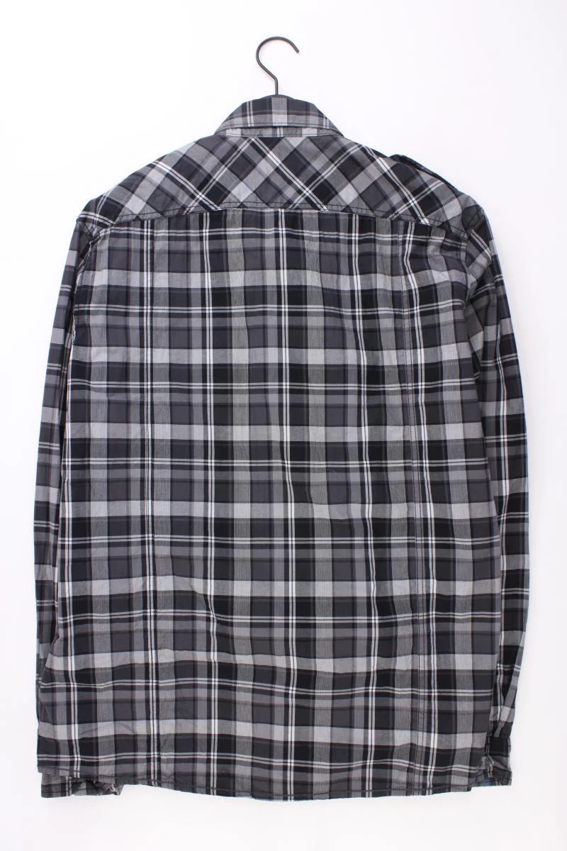 Esprit Karohemd für Herren Gr. XL kariert Langarm grau aus Baumwolle
