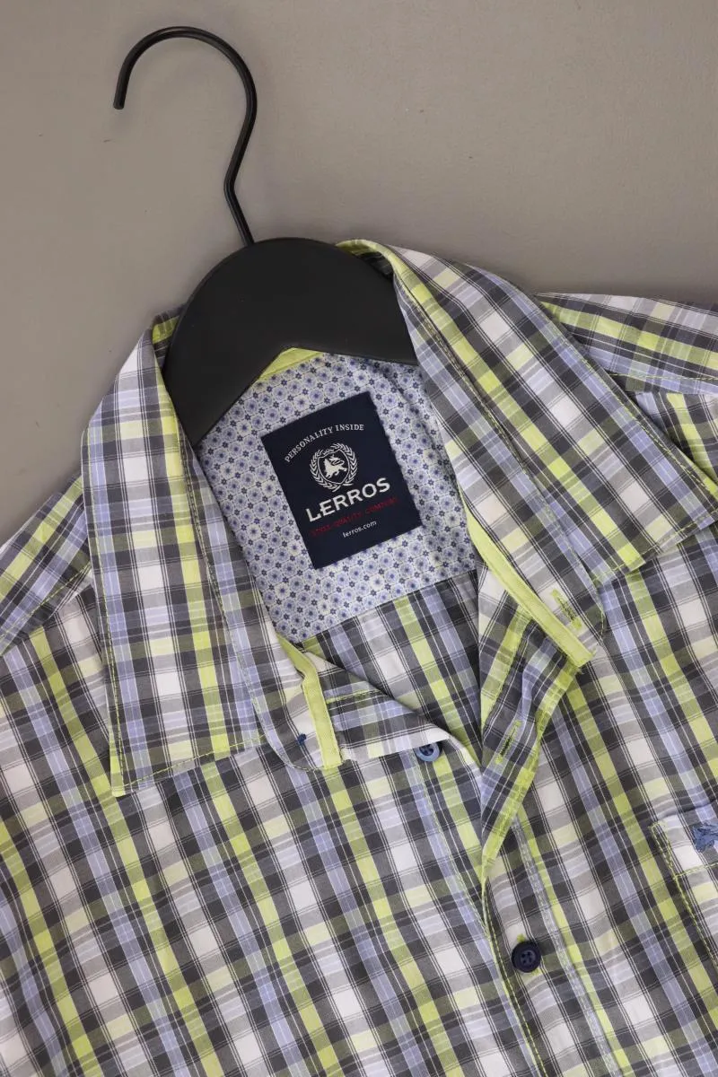Lerros Karohemd für Herren Gr. XL kariert Kurzarm grün aus Baumwolle