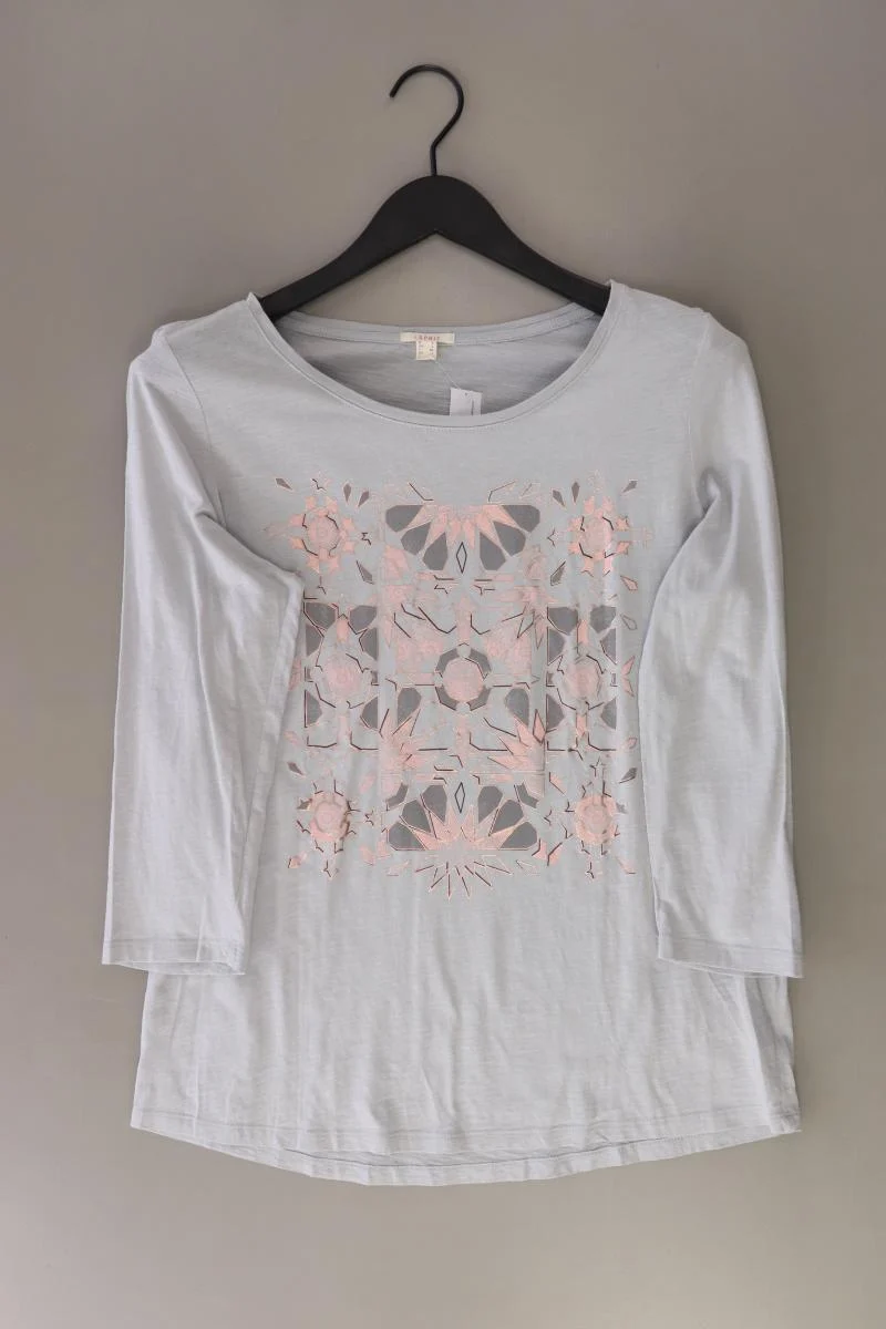 Esprit Printshirt Gr. L 3/4 Ärmel grau aus Baumwolle