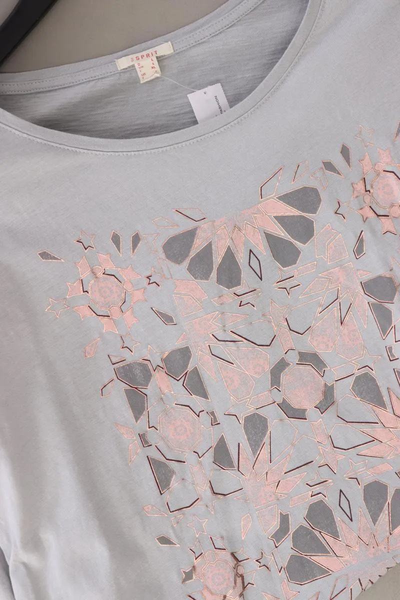 Esprit Printshirt Gr. L 3/4 Ärmel grau aus Baumwolle