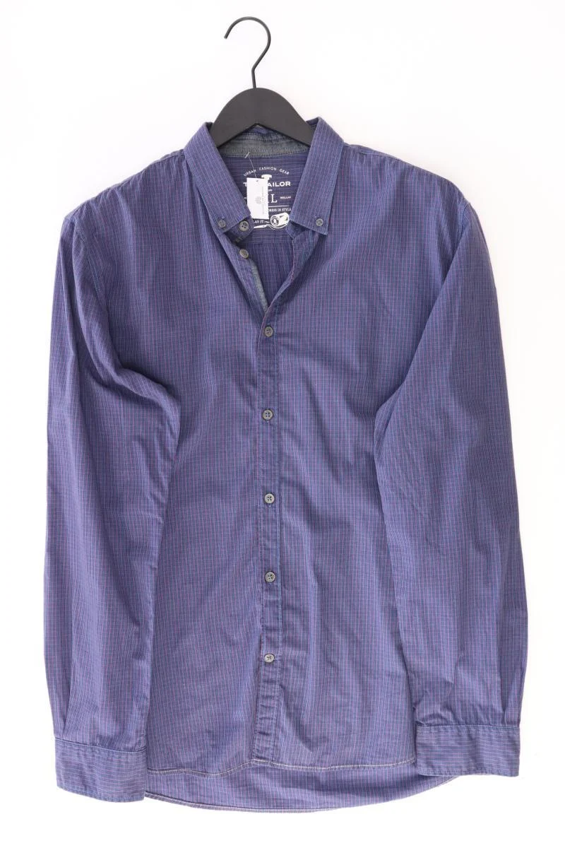 Tom Tailor Karohemd für Herren Gr. XL kariert Langarm blau aus Baumwolle