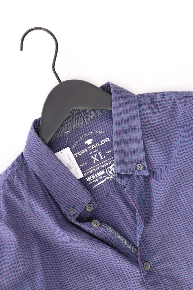 Tom Tailor Karohemd für Herren Gr. XL kariert Langarm blau aus Baumwolle
