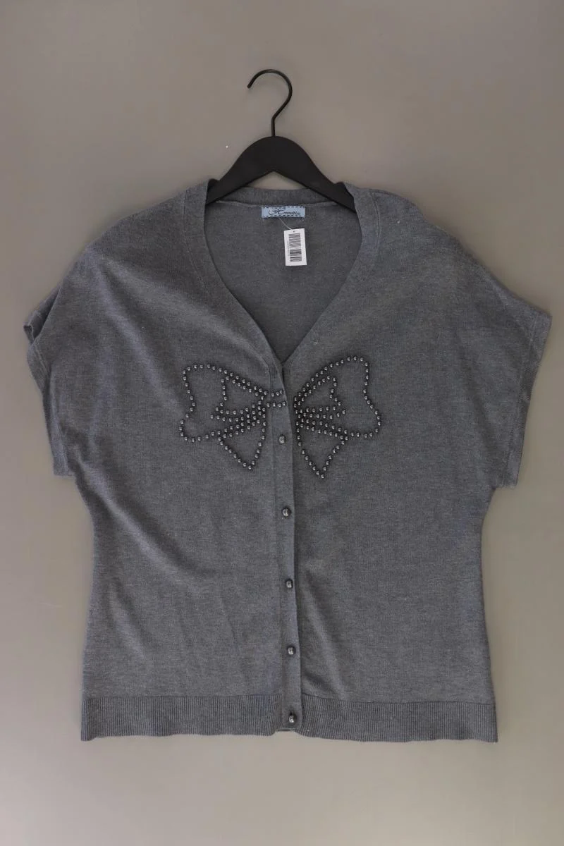 Himmelblau Strickjacke Gr. 42 Kurzarm grau aus Viskose