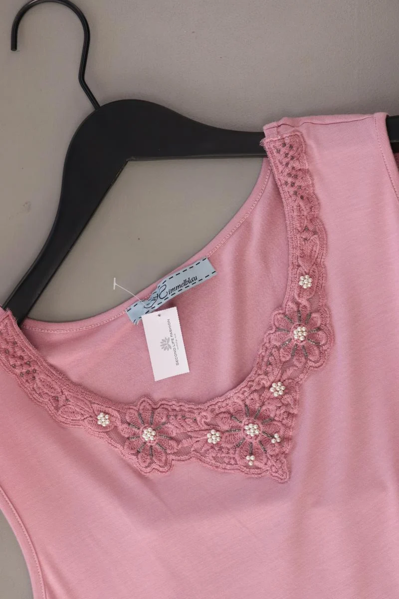 Himmelblau Trägertop Gr. 42 mit Pailletten rosa aus Viskose