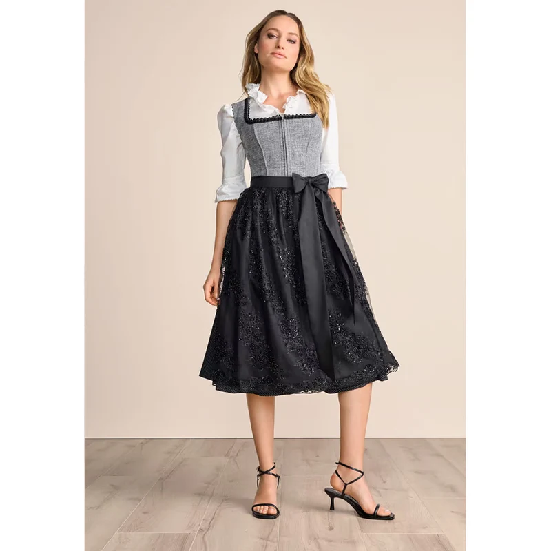 Krüger Dirndl Ashly Schwarz Grau Modern 70cm