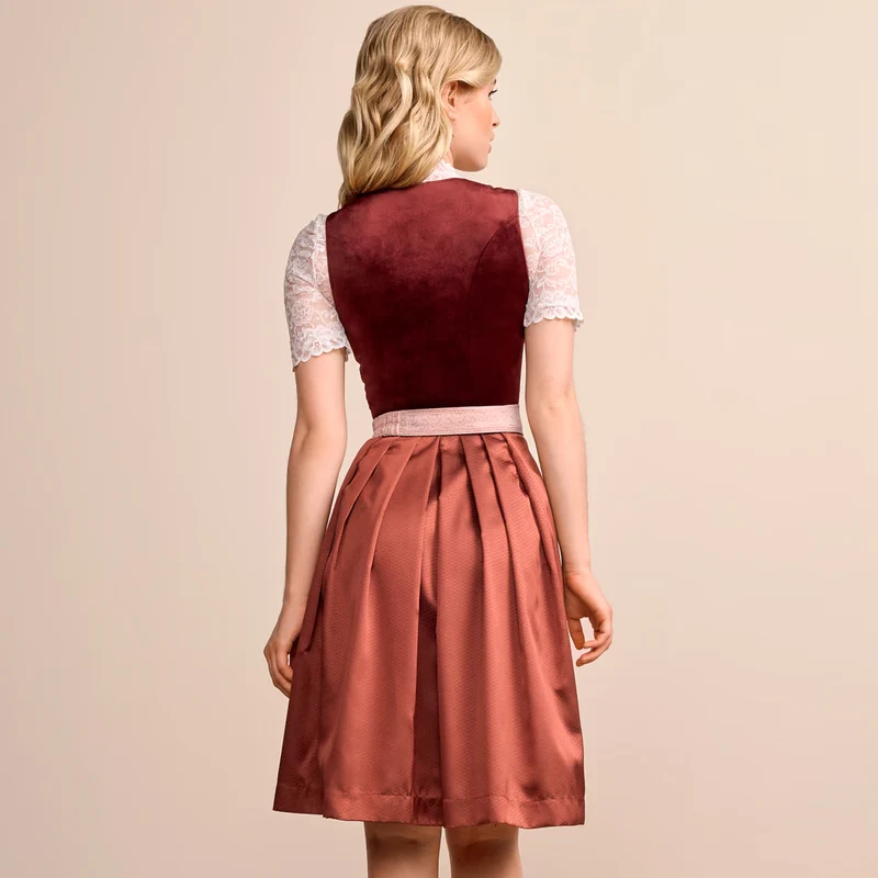 Krüger Dirndl Aurela Rot Samt Reißverschluss 60cm